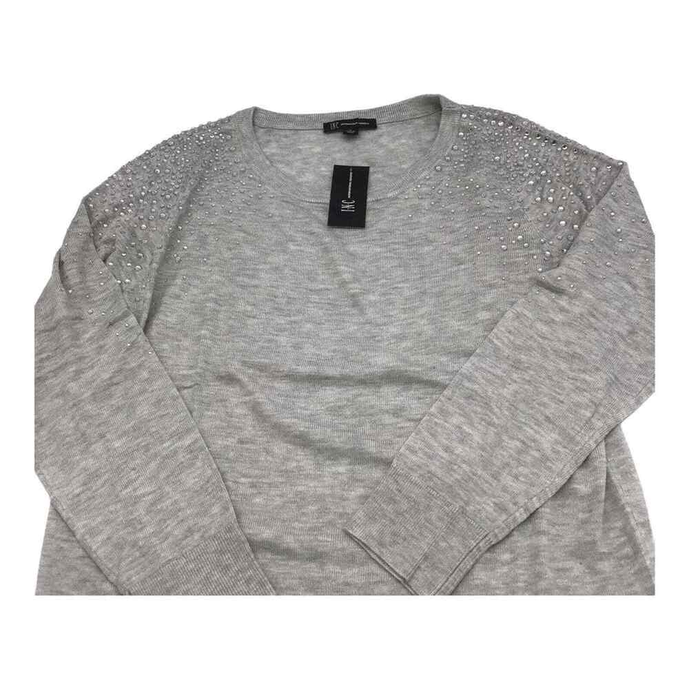 INC International Concepts Womens Small Sweater Gray Rhinestone Embellished NWT